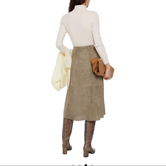 Theory Perforated Suede MIDI Skirt - Picture 3 of 5